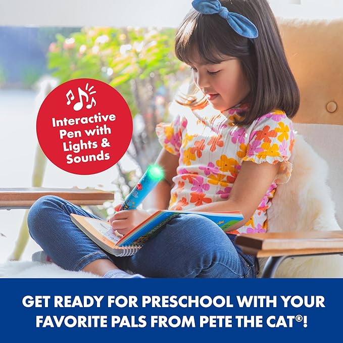 Educational Insights Hot Dots Pete The Cat Preschool Reading & Math Workbook - Preschool Workbooks with Interactive Pen, Homeschool Learning Books, Build Toddler Reading & Math Skills, Ages 4+