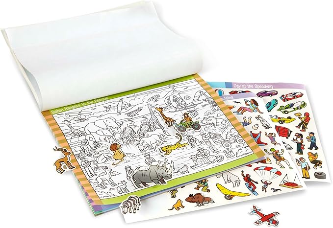 Melissa & Doug Seek and Find Sticker Pad – Adventure (400+ Stickers, 14 Scenes to Color) Search and Find Sticker Pads, Arts and Crafts Activity for Kids Ages 4+ - FSC-Certified Materials
