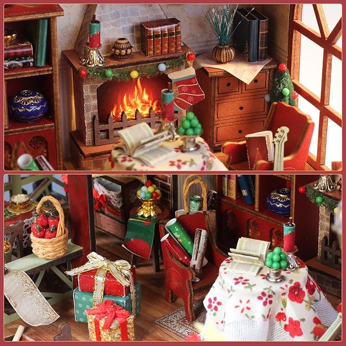 2025 New Christmas Miniature House Kit, Tiny House Kit with Music and Light, DIY Mini House Building Kits for Adults to Building, Unique Gift for Birthday Christmas, Winterfest Have