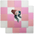 16 Tiles Foam Play Mat for Baby, Soft & Safe EVA Foam Mats for Floor, Square Baby Play Mat, Solid Colored Kids Foam Puzzle Floor Mat, 47x47 Play Mat for Playpen(White/Pink/Loli Pink)