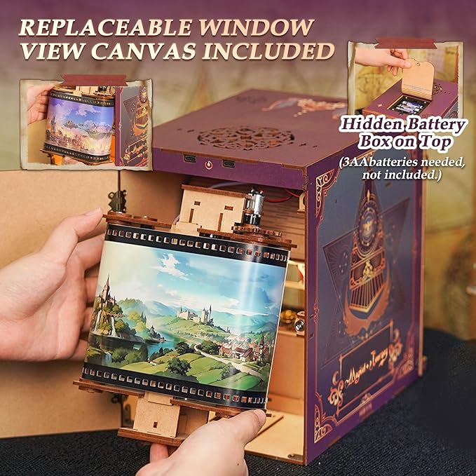 Tonecheer DIY Book Nook Kit for Adults, Miniature Infinity Train Cabin Magical Vintage Carriage Model, Wooden 3D Puzzle Dollhouse Booknook Decorative Bookend Gifts (Magical Journey)