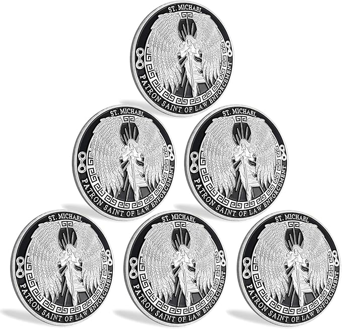 The Archangel Michael Challenge Coin Police Military Hero's Coin (Pack of 6)