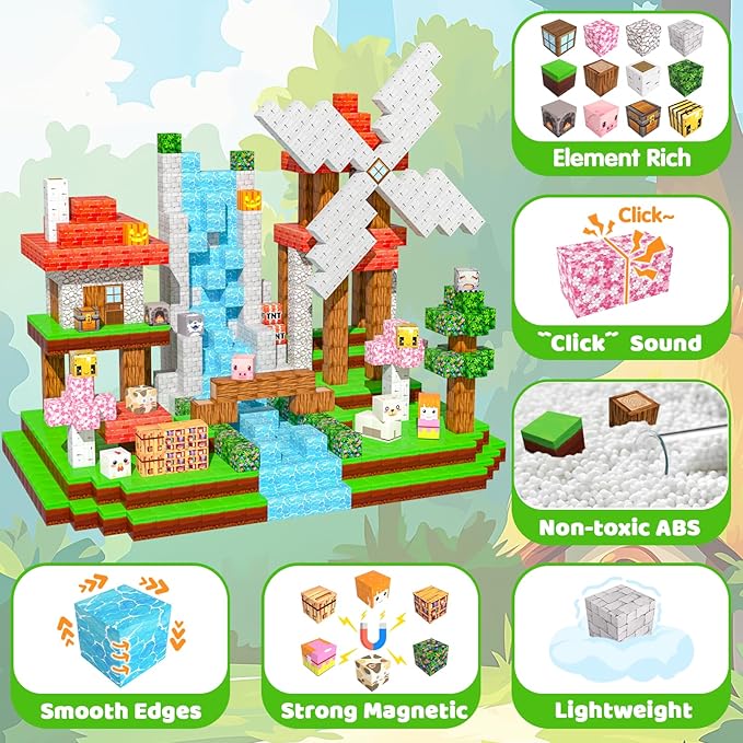 100PCS Magnetic Blocks for Kids 4-8, Magnetic Building Blocks Cubes, Stacking Magnetic Building Tiles Toys for Kids Toddlers Boys Girls Ages 3 4 5 6 7 8-12 Birthday Gifts