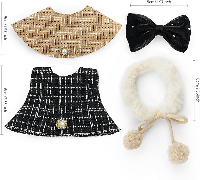 17cm Doll Clothes Set-Adorable Outfits for Dolls-Stylish Accessaries Clothes Dress-Up-Replaceable Clothing Collections, Includes Hat, Top, Skirt(Black-Style B)