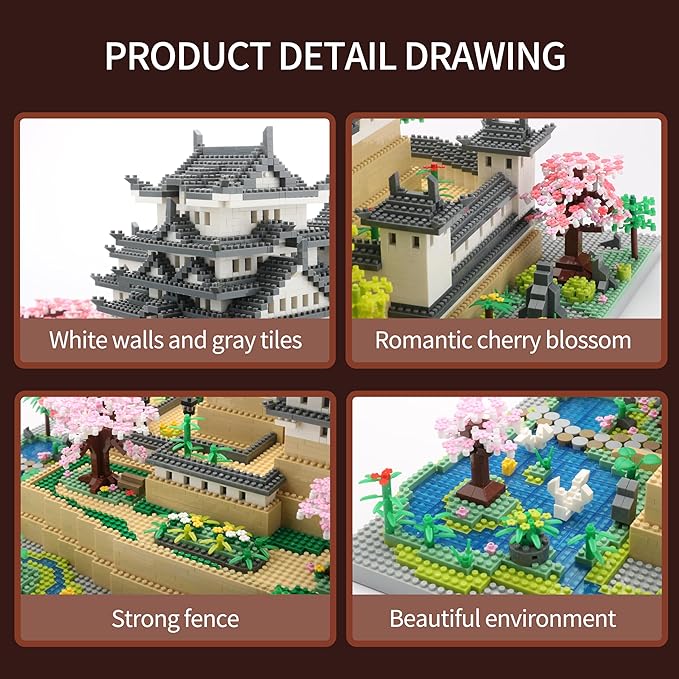 Japan Himeji Castle Micro Building Block Model 10080 PCS for Adults Architecture Landmarks Collectible Toy Present Model Kit