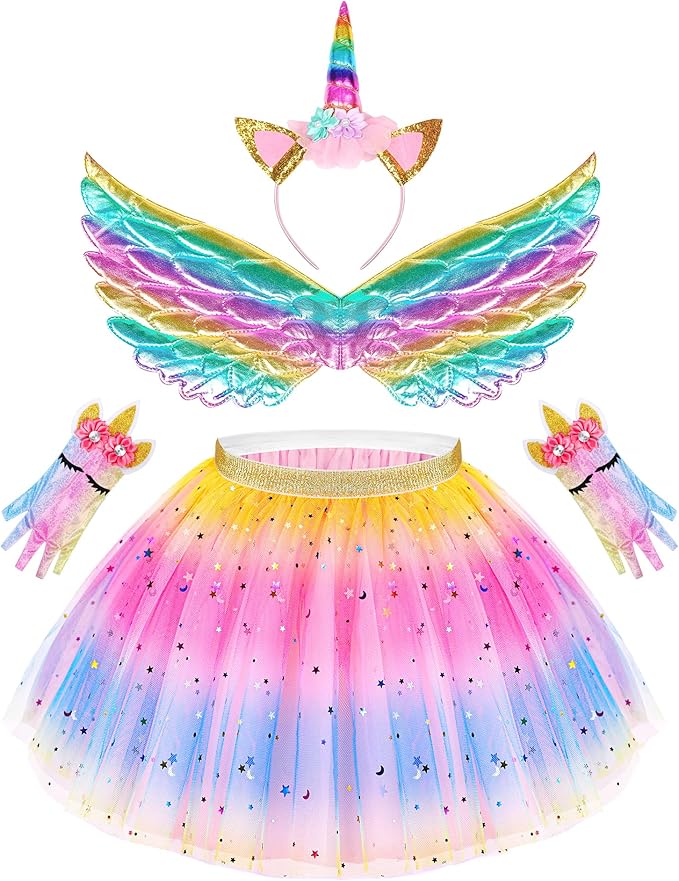 Little Girls Dress Up Costume Set, Fairy and Mermaid Princess Dress Up Clothes Pretend Play Costume for Toddler Girl 3 4 5 6