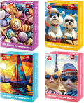 4-Pack 100 Piece Puzzles for Kids Ages 4-6 6-8 8-10, Shells Sailboat Cats & Dogs Jigsaw Puzzles, Fun & Engaging Kids Puzzle, for Boys and Girls Puzzle Toys as Home Decor