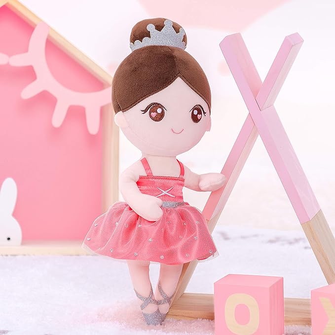 Gloveleya Baby Girl Gifts Dolls Soft Plush Toy Ballet Girl Doll Watermelon Red 13 Inches with Gift Box…