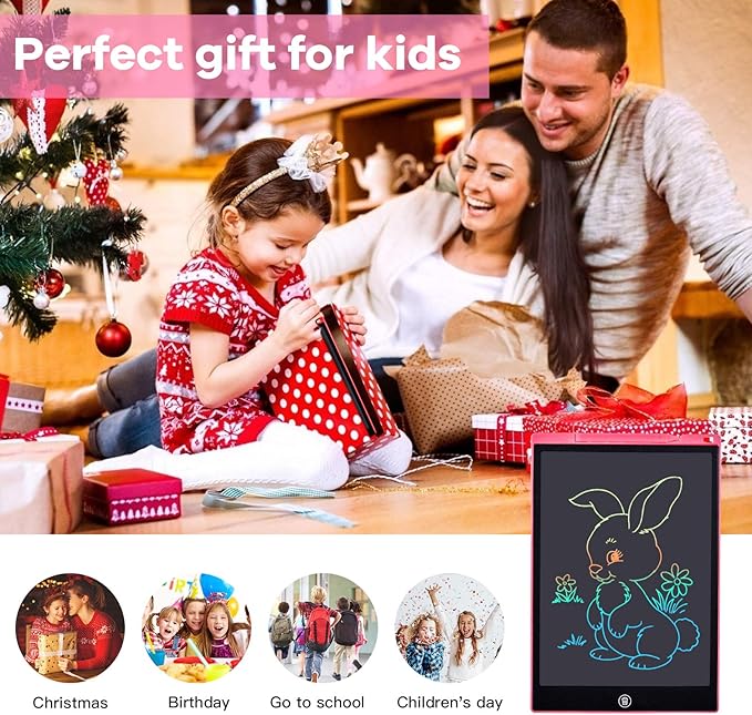 2 Pack LCD Writing Tablet, 12 inch Colorful Toddler Drawing Pad Doodle Board, Erasable Educational Toy Christmas Birthday Gift for 3 4 5 6 7 Year Old