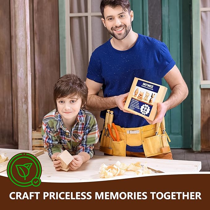 Basswood Carving Blocks-22PCS Whittling Wood Blocks Wood Carving Kit with 3 Different Sizes,Soft Basswood for Whittling, Easy to Use for Kids and Adults