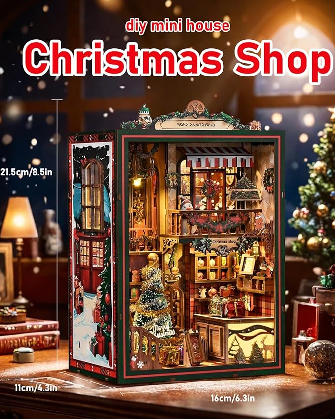 Book Nook Kit - DIY Miniature House Dollhouse 3D Puzzles for Adults and Teens - Gifts for Family and Friends Bookshelf Decor Tiny House Model Build with LED Light (AH01-001)