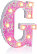 Foaky Pink Light up Letters，Pink Party Decorations,Girls Room Decor,Glitter Light Up Letters,Alphabet Letter Sign for Night Light Birthday Party Girls Gifts, Home Bar Decoration（G）