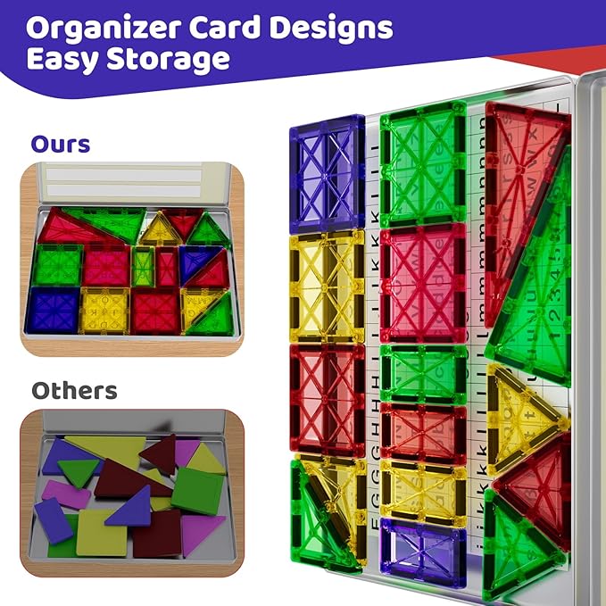Mini Magnetic Tiles with Iron Box, 18PCS Travel Size Magnet Building Blocks Toy Set, Protable Construction Block Toys Educational Learning Sensory Toys for 3+ Year Old Boys Girls Birthday Gift