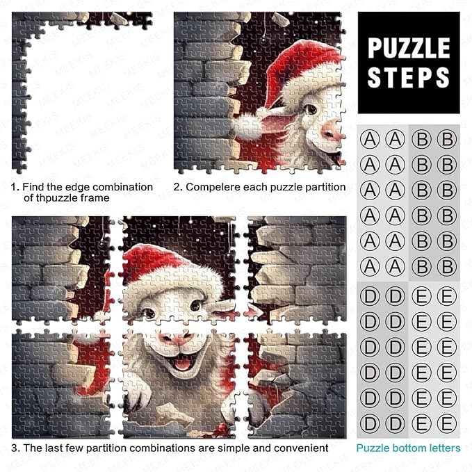 Sheep Adults Fun 500 Piece 3D Animal Thickened Wooden Jigsaw Puzzles Home Decoration Stress Relief Toy Toy Intellectual Game Education Game Challenge Educational 500pcs (52x38cm)