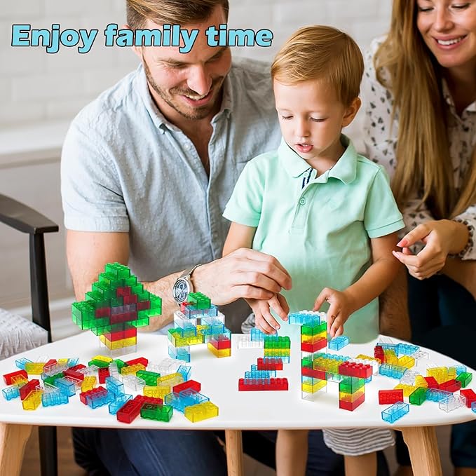 150 Pieces 2x4 Translucent Building Bricks -5 Colors Crystal-Clear Classic Block Toy Fully Compatible with Major Brands Educational Construction Toy for Boys Girls 6 Years Old and Up (Multicolor 150)