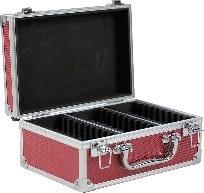 Ursae Minoris Elite Red Aluminum Box with Handle for 30 Certified or Certified-Style Coin Holders NGC, PCGS, ANACS, Elite, Lighthouse, BCW