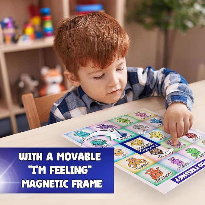 Magnet Feelings Chart for Kids and Toddlers-with Laminated Coat for Extra Protection Feelings Poster for Classroom,Therapy or Home - Emotions Poster Attach to Metal Surfaces, Fridge,Lockers and Doors