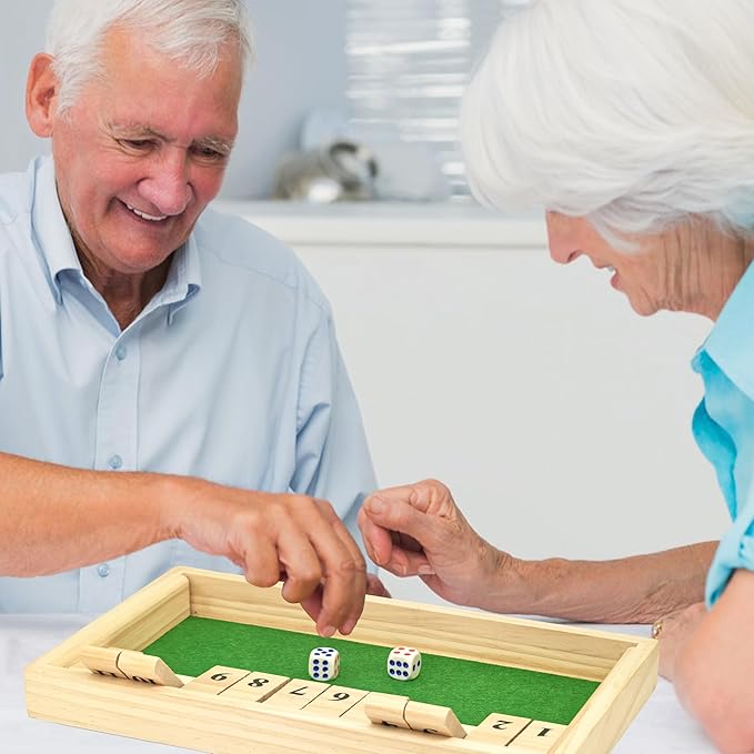 Alzheimers Products for Elderly, 12 Numbers Memory Games for Dementia Patients Seniors, Wooden Shut The Box Dementia Products for Elderly, Fidget Sensory Busy Board Gadgets Gifts Activities
