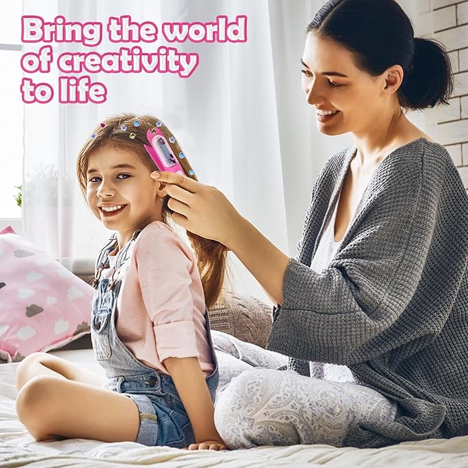 Kids Hair Gem Stamper Kit, Bling Hair Jewels for Girls Toys, Quick Gems Hair Jeweler, Hair Styling Tool with Reusable Shining Diamonds, Birthday Gifts Toys for Girls Ages 3 4 5 6 8-12