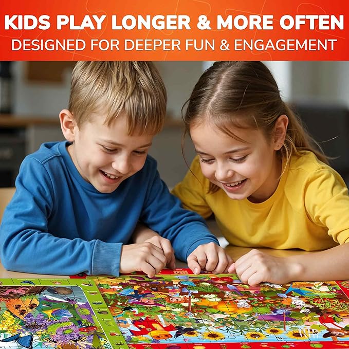 QUOKKA Puzzles for Kids Ages 6-8 - Toddler Puzzles 4-6 - 4-Pack 60 Piece Search and Find Animals and Bugs Jigsaw Puzzle 5-8 - Learning Toys for 3 yo Boys and Girls - Educational Games Gift Version II