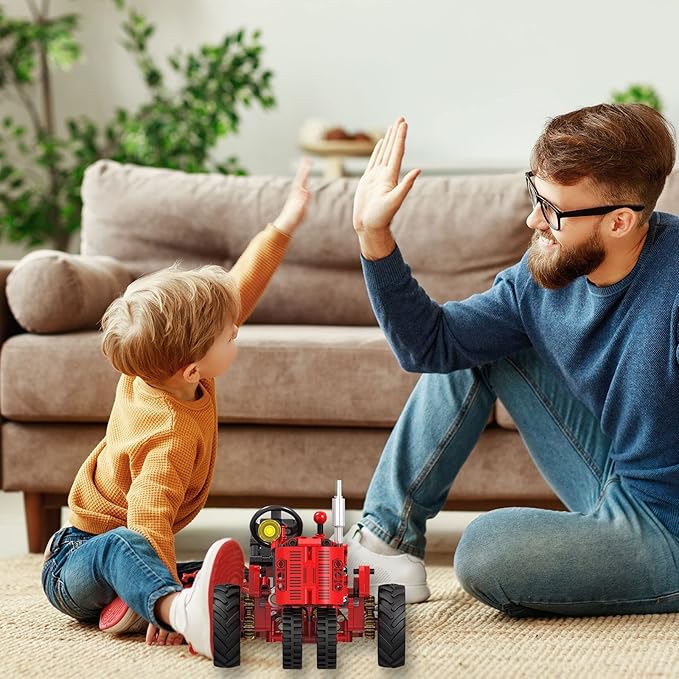 1/12 Classic Farm Tractor Toys Building Blocks Set Endless Fun for Kids with A Collection of Tractor Toys to Building Your Own 302Pcs Classic Red Farm Tractor