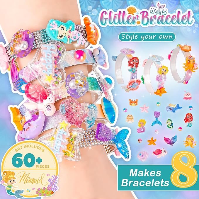 Eichhoo Friendship Bracelet Making Kit for Girls, 5-12 Year Old Girl Birthday Gifts, Arts and Crafts Kits for Kids, Girls Toys Age 5 6 7 8 9 10 Years Old, Kid Jewelry Making Kit with Charm (Mermaid)