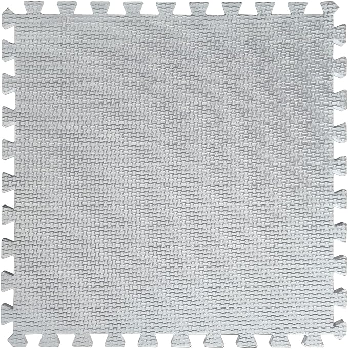 16pcs 0.6" Thickened Interlocking Tile Mats,Fluffy Shaggy Soft EVA Foam Area Rug for Living Room & Bedroom,Non-Slip Protective Floor Carpet Play Mat Kids Baby Dorm Home Decor (11.8ft, Grey)