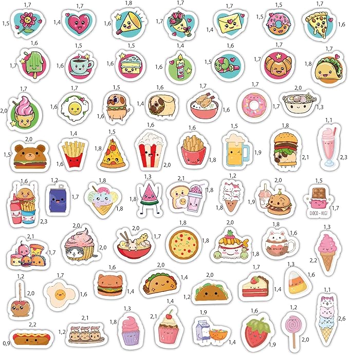 BulbaCraft Kawaii Food Stickers, Teens and Adults – Cute Food Stickers for Laptops and Water Bottles – Anime Decals - Kawaii Vinyl Decals for Journaling, Gifts for Women & Men