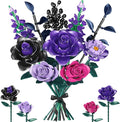 Purple Roses Bouquet Building Set for Kids Ages 6+, 701PCS Artificial Flowers Bouquet Home Office Decor for Adults Women Teengirls, Gift for Birthday Valentine's Day Halloween Christmas