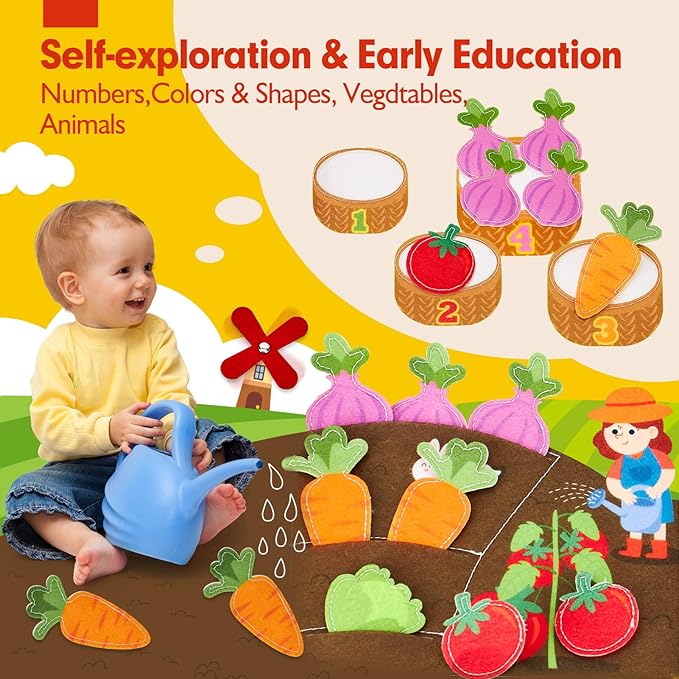 hahaland Busy Board for 1 Year Old - Farm Animals Quiet Busy Book for Toddlers 1-3 - Montessori Toys for 1 Year Old Boy Girl Gifts - Educational Activity Books Felt Learning Board Airplane Travel Toys