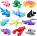 JOYIN 12 Pcs 3D Printed Ocean Animals Set, Mini Animals 3D Printed Toys - Cute Articulated Flexible Figurines Fidget Toys for Party Favors Birthday Gifts Desk Pets Office Home Decor