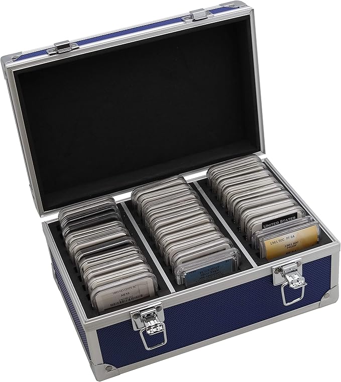 Ursae Minoris Elite Blue Aluminum Box with Handle for 30 Certified or Certified-Style Coin Holders NGC, PCGS, ANACS, Elite, Lighthouse, BCW