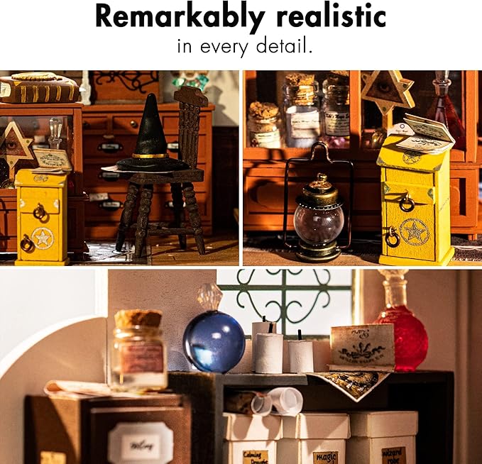 Rolife DIY Miniature Dollhouse Kit-Tiny House DIY Kit for Adults and Kids-1:20 Miniature House Kit-Miniature Things Hobbies for Women and Men-Halloween/Christmas Decorations/Gifts-LED Book Nook Kits