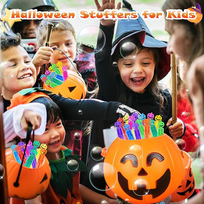 400 Piece Halloween Party Favor Bubbles, Halloween Bubble Wands Bulk for Kids Party Favor Supplies, Trick or Treat Goodie Bags, School Classroom Game Rewards, Halloween Miniatures