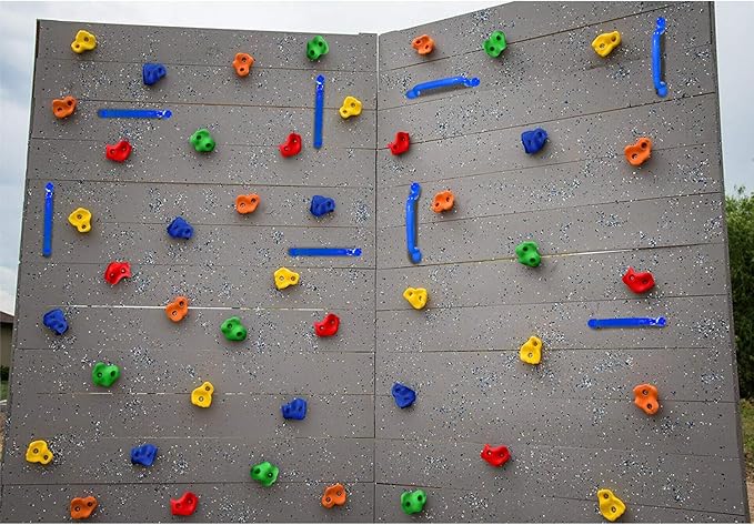 Rainbow Craft DIY Monkey Rock Climbing Holds for Kids - Wall Climbing Rocks of 20pc Rock Wall Holds, 2pc Handles & 1pc 8ft Knotted Climbing Rope - Kids Rock Climbing Holds Rock Wall Climbing Kit