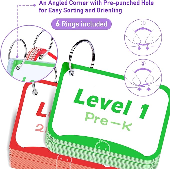 BenBen Sight Words Flash Cards, 350 Dolch & Fry High Frequency Site Words and Sentences for Pre-K, Kindergarten, 1st 2nd 3rd Grade, Educational Learning Cards Homeschool Supplies for Ages 3-9