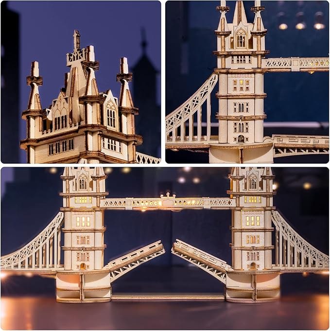 Rowood 3D Puzzles for Adults,DIY Wooden Model Kits for Adults to Build,Birthday London Tower Bridge