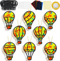 QOUBAI 32 Sets Air Balloons Suncatchers Craft Kit DIY Window Stained Glass Effect Hot Air Balloons VBS Paper Craft Home School Classroom Decoration Kid Birthday Gift Creative Art Project Activity Game