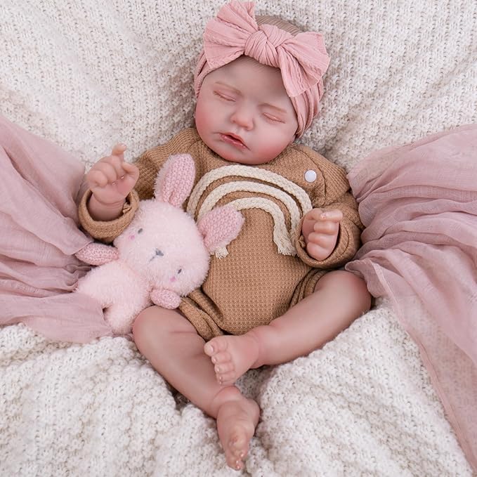 Aori 20 Inch Reborn Baby Doll - Hyper Realistic Lifelike Newborn Sleeping Girl with Rainbow Outfit, Soft Weighted Body Baby Doll for Girls Age 3 for Christmas, Birthday