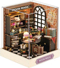 OZJAY DIY Miniature House Kit with Dust Proof Cover, 1:24 Scale Creative Room Mini DIY Wooden Dollhouse Miniature Kit for Adults Teen(Moon Magic)