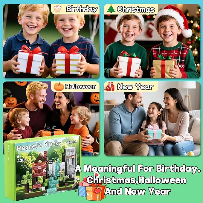 Dyale 150PCS Magnetic Building Blocks,Construction Stacking Toys,Suitable for Ages 6 and Up for Boys Girls