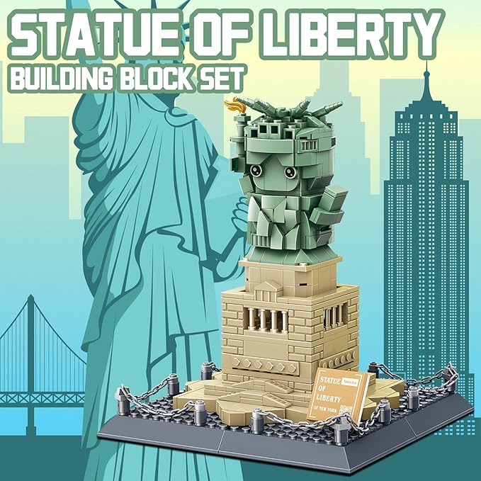 Mini Statue of Liberty Building Blocks Set New York World Famous Architecture Model Toys Gift for and Adults Kids 414 Pieces