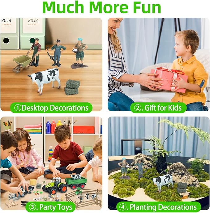 46Pcs Farm Toys, Tractor Toy w/Lights & Sound, Animals Toys for 3 4 5 6 7 8+ Year Old Toddler Girls Boys Kid, Figures Farmer Vehicle Truck Fence Playset Educational Learning Toys