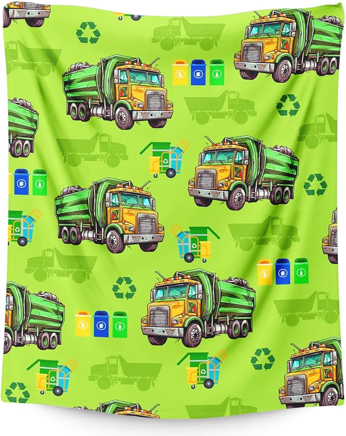 Boys Blanket Gift Garbage Truck Throw Blankets for Kids Adults, 60x80 Inches Cute Decor Throw for Sofa Couch Chair Bed All Season Cozy Soft Stuff