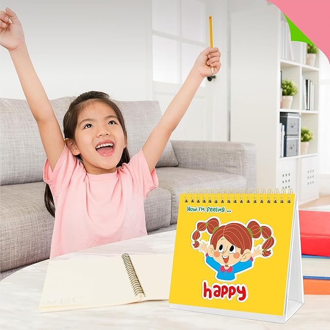 Emotions Flip Chart, 25 Different Feelings with Coping Skills-Learn to Identify Various Moods, Cartoon Faces Emotions for Kids with Autism, ADHD -Emotion Flipbook for Therapy, Home Use