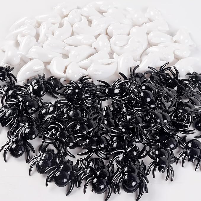 Crazy Night 50Pcs Realistic Spider Toys Halloween Vase Filler Prank Props Mini Acrylic Spider