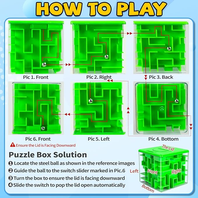 2 Pack Money Puzzle Gift Box, 3D Maze Puzzle Boxs Games Toy Gravity Memory Cube Ball Puzzle Educational Toys Gifts for Kids Boys Girls Students Teens Adults,Green and Blue