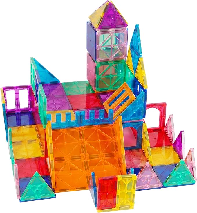 Tigerdoe 100 PCS Magnetic Tiles Set, Educational and Creative Magnetic Building Tiles for Kids, Fun,and Interactive 3D Construction Play Toy for Kids, Montessori Learning and Sensory Development Toys