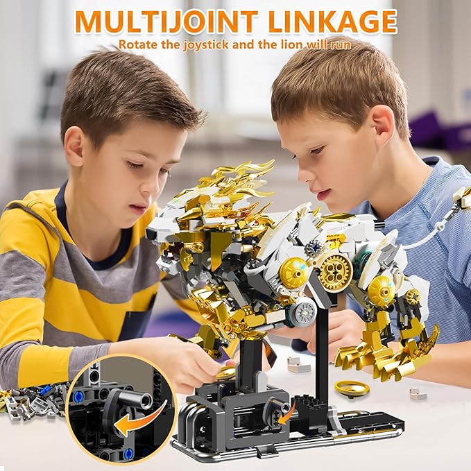 Mechanical Lion Building Sets, Movable Animal with Display Stand Adults Home or Office Decor STEM Building Blocks Toy Gifts for Teens Boys Ages 12 13 14 (1073PCS)