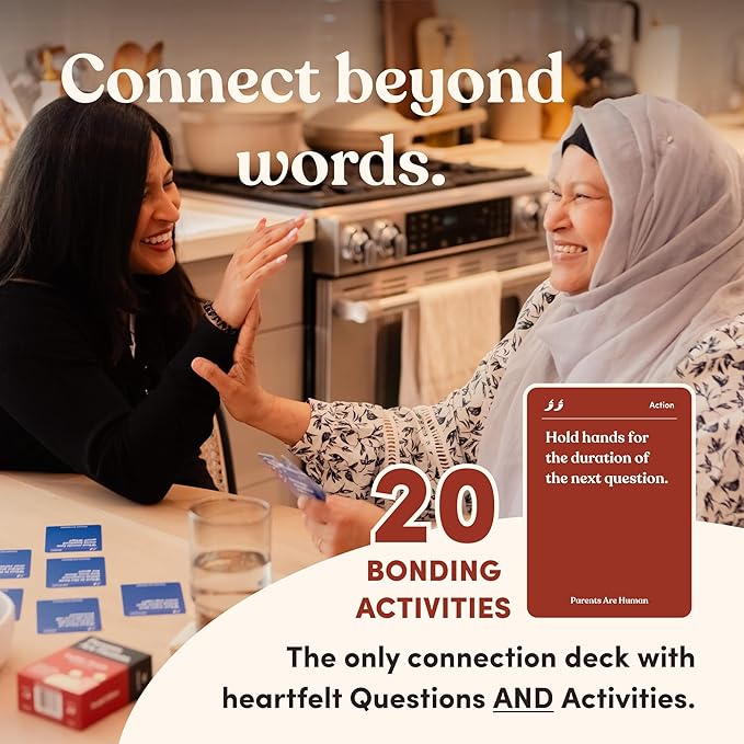Parents Are Human, Relationship Cards, Get to Know Each Other Better, Parents, Families, Teens & Kids Relationship Building, Light & Deep Questions, 70 Questions & Activity Cards, English + Arabic